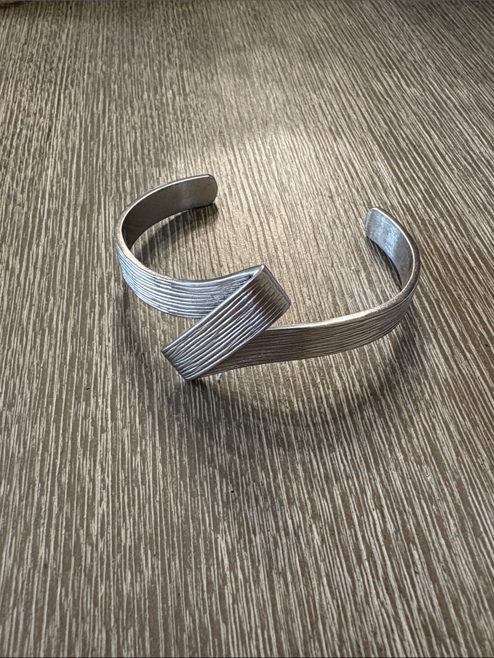 Rustic Cuff Brushed Silver Open Textured Cuff Bracelet